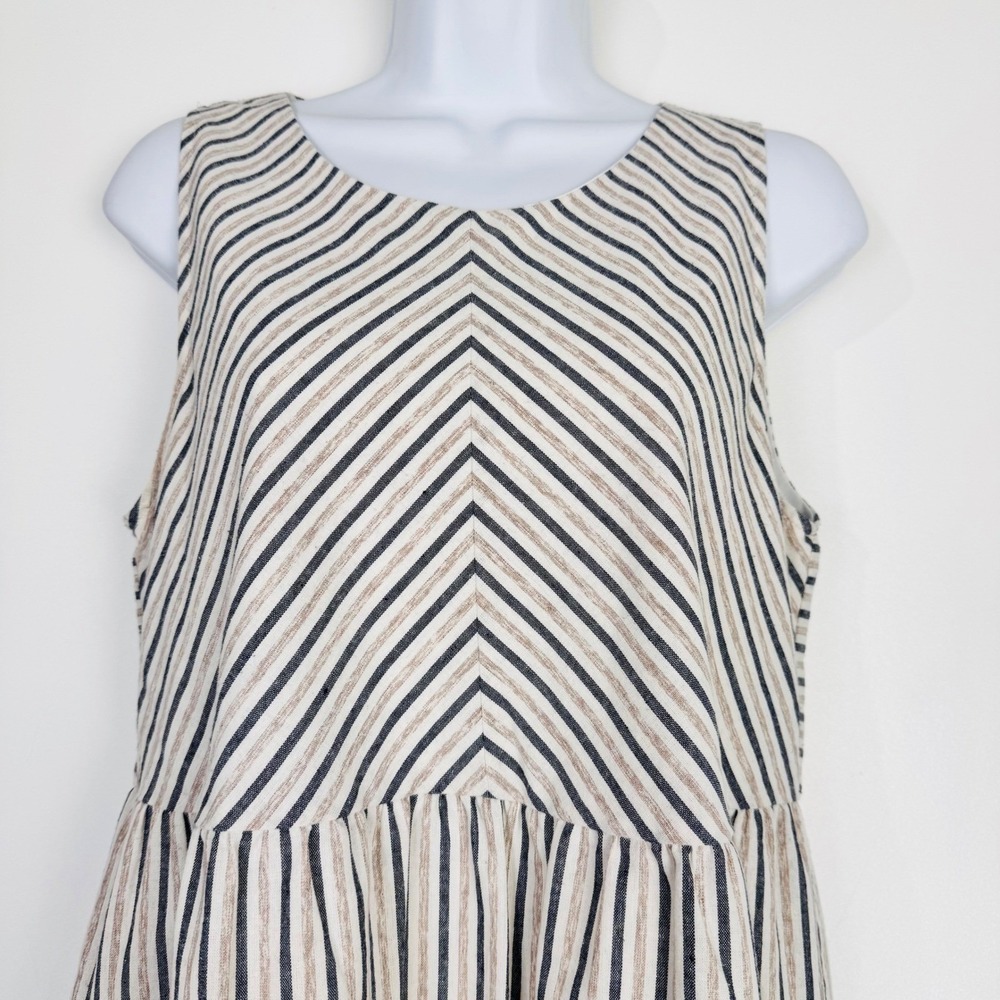 Andree by UNIT Striped Dress Women S Beige Blue Chevron Sleeveless Mini Casual - Picture 9 of 12